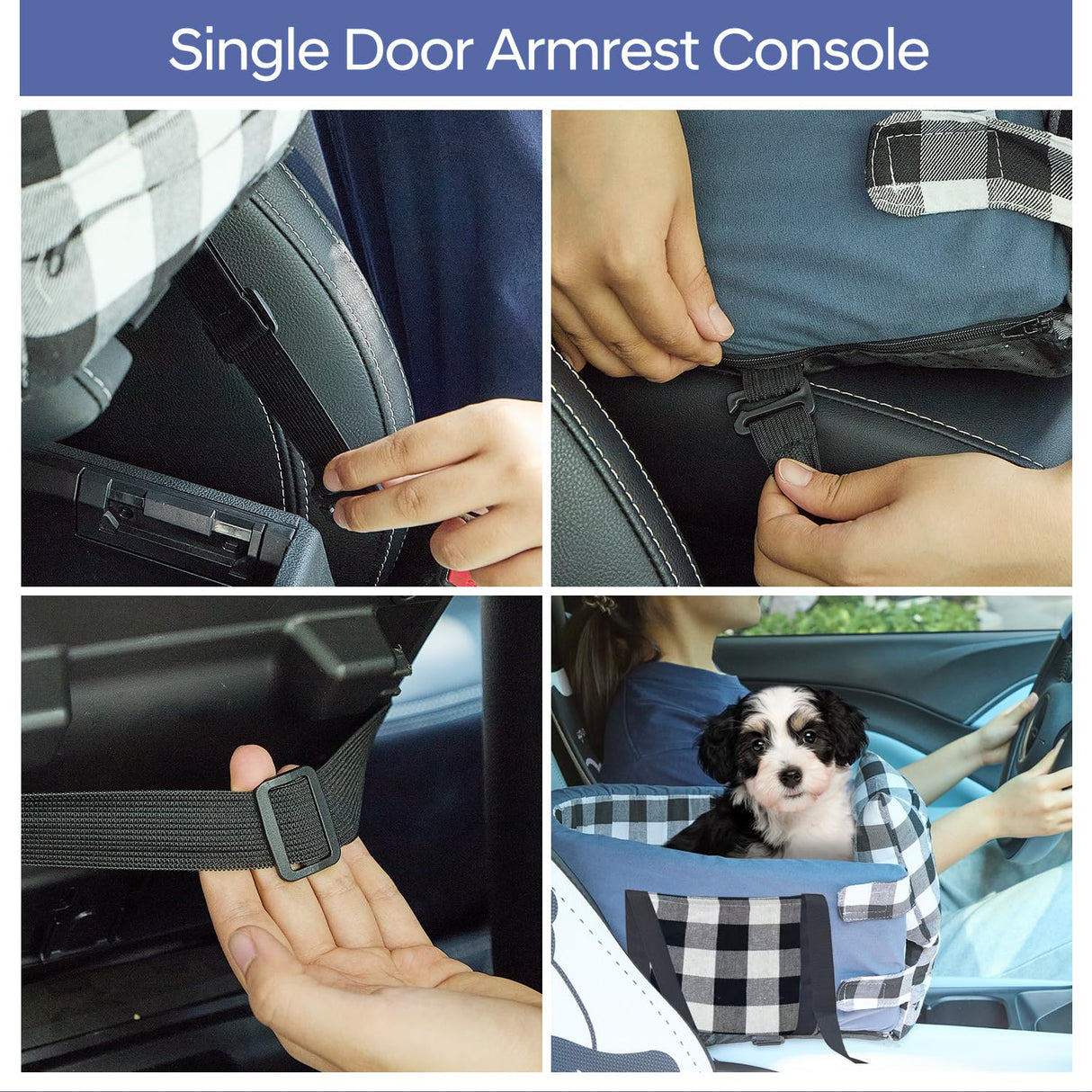 JLDVP Small Dog Car Seat in The Middle Console, Multi-Functional, Safety Belt, Portable Armrest Pet Seat