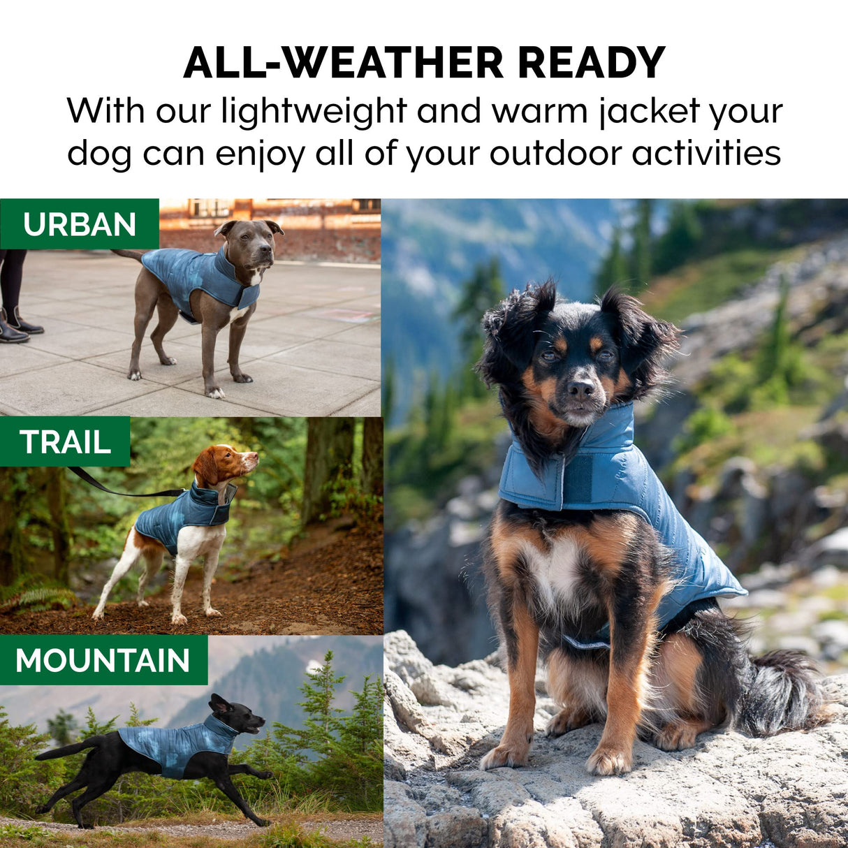 Furhaven Water-Repellent & Reversible Medium Dog Coat, Washable & Reflective w/ Leash Access, Pocket, & Carry-On Purse - Puffer Dog Jacket - Blue Watercolor, Medium