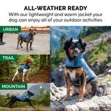 Furhaven Water-Repellent & Reversible Medium Dog Coat, Washable & Reflective w/ Leash Access, Pocket, & Carry-On Purse - Puffer Dog Jacket - Blue Watercolor, Medium
