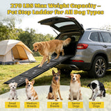 Upgraded Dog Ramp for Car 71" X-Long & 19.7" Wider Portable Dog Ramps for Large Dogs Non Slip Rug Surface Extra Wide Steps for SUV Car and Truck Folding Dog Ramp Supports Up to 270LBS