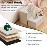 Love's cabin Dog Stairs with Storage 13" H, Foldable Pet Stairs for Small Medium or Large Dogs, Cat Puppy Steps Ramp with Zip up to 150 lbs, Beige, 2 Steps