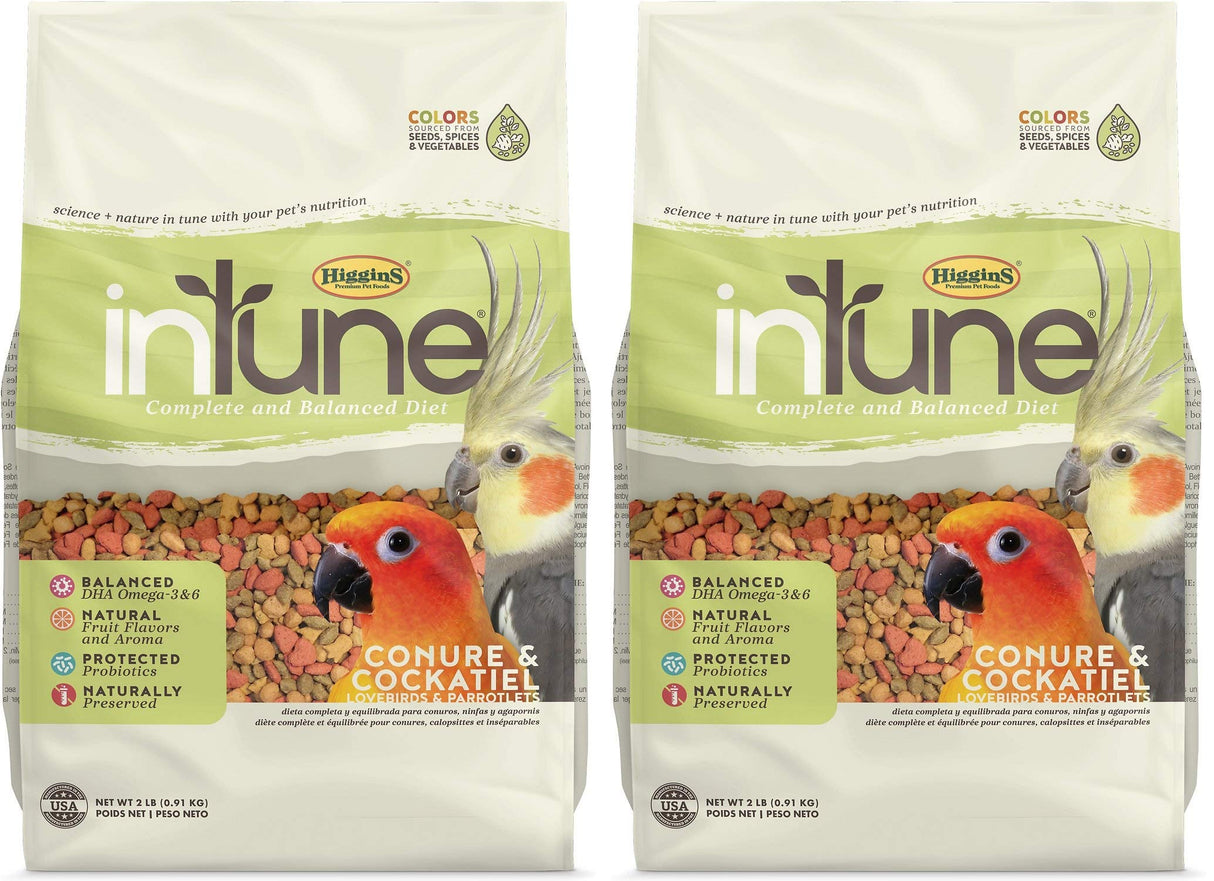 Higgins 2 Pack of Intune Complete and Balanced Diet Conure and Cockatiel Food, 2 Pounds Each