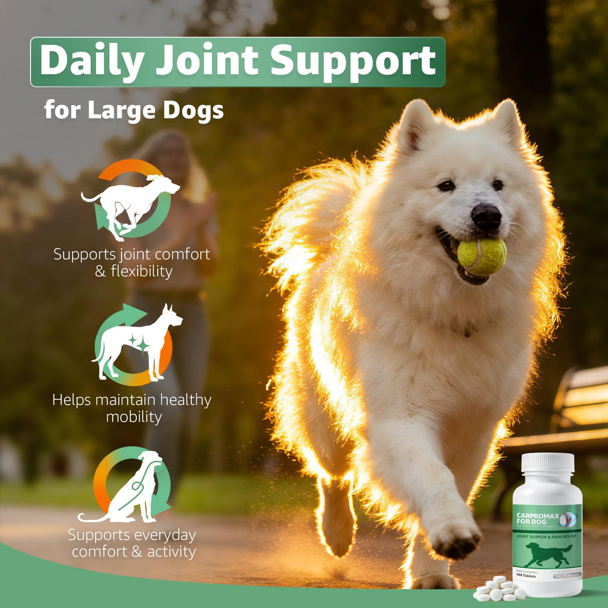 Carpromax for Large Dogs Pain Relief, Joint Support & Mobility for Senior Dogs, 100mg, 100 Tablets