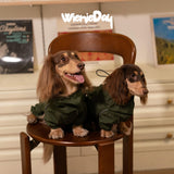 WienieDay Dachshund Full Body Dog Raincoat, Waterproof 4-Leg Jacket with Removable Belly Flap, Lightweight Reflective Hooded Dog Coat for mini Dachshund Small Medium Dogs (X-Large(20-25lbs))