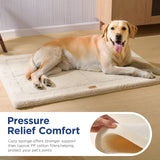 MASSFU Reversible Dog Crate Pad Bed for Large Dogs,Washable & Non-Slip Kennel Pet Mat, High Density Foam and Soft Fleece Cat Bed for Indoor & Outdoor Use, 41" x 28", Cream White