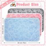 Tegeme 12 Pcs Pet Blankets Soft Fluffy Fleece Dog Cat Warm Paw Print Pattern Blankets Flannel Throw for Pets Dog Puppy Cat(30 x 20 Inch,Pink,Gray,Blue)