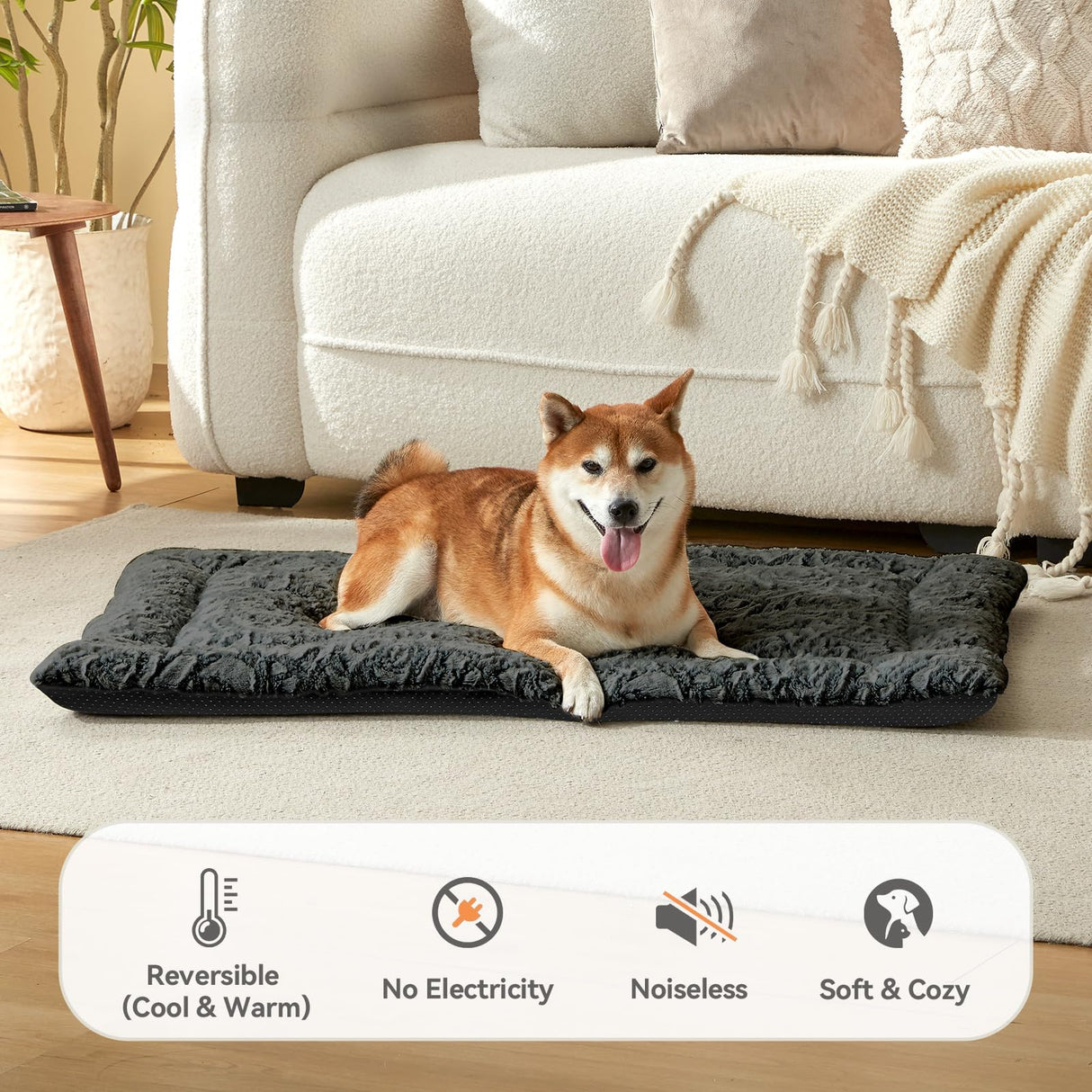 2 Pack Washable Dog Bed for Large Medium Small Dogs, Deluxe Plush Dog Crate Mat with Anti-Slip, Washable Orthopedic Durable Kennel Pad for Pet Sleeping Puppy(Dark Grey, 24"*17.5"*1.5")