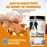 VetDtox 1qt Activated Charcoal Powder for All Kinds of Pets & Livestock, Dog, Cat, Chicken, Horses and More - for Diarrhea, Gas Relief, Liver Support