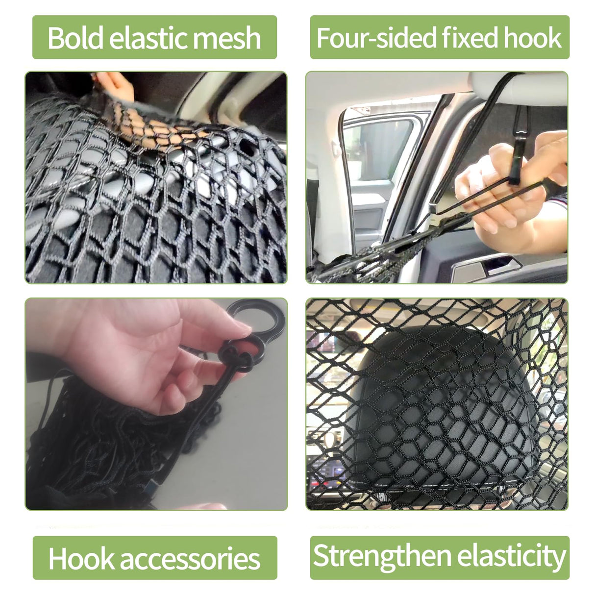 Car Dog Barrier Net, Hook Up Elastic Envelope Luggage Net (47.24" x 33.85") Dual Layer Safety Net for Pet Dog Vehicle Universal Mesh Barrier Guard Blocks Access to Car Front Seats Organiser Bag
