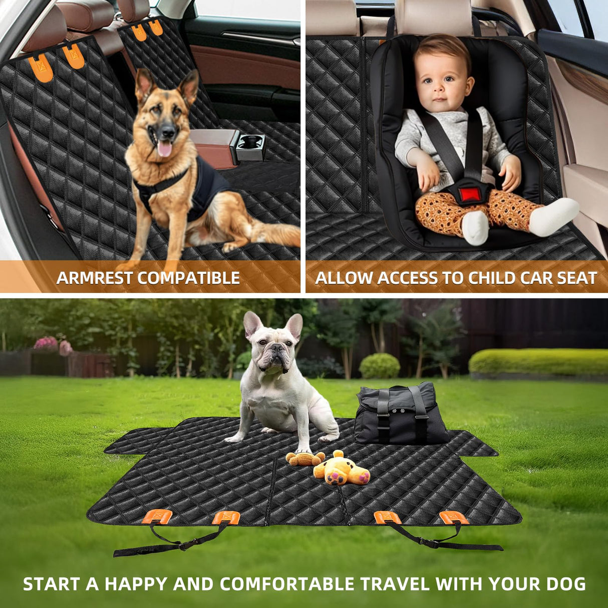 LEHNI Dog Car Seat Cover for Back Seat - Waterproof and Scratchproof Back Seat Cover for Dogs Nonslip Car Seat Cover for Dogs Fits for Cars and SUVs