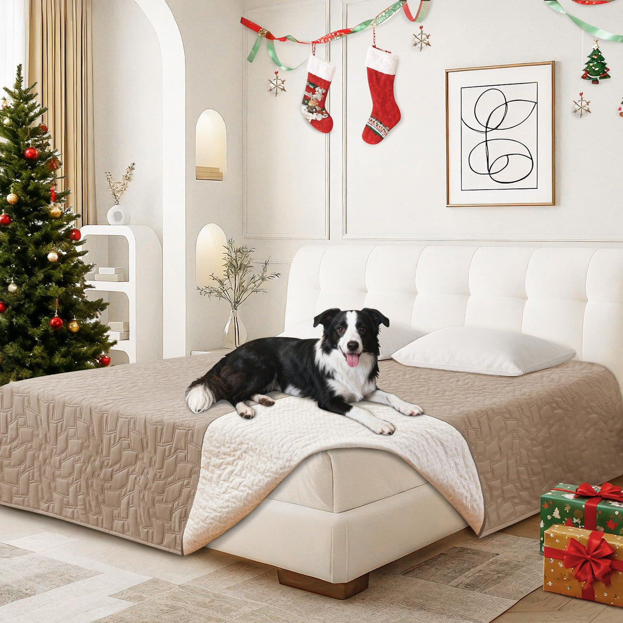 CYCMACO Waterproof Couch Covers for Pets, Waterproof Dog Bed Cover, Anti-Slip Soft Dog Blankets, Couch Cover for Dogs Washable, Pet Blanket for Puppy Large Dogs Cat (30x70 Inch, Khaki)