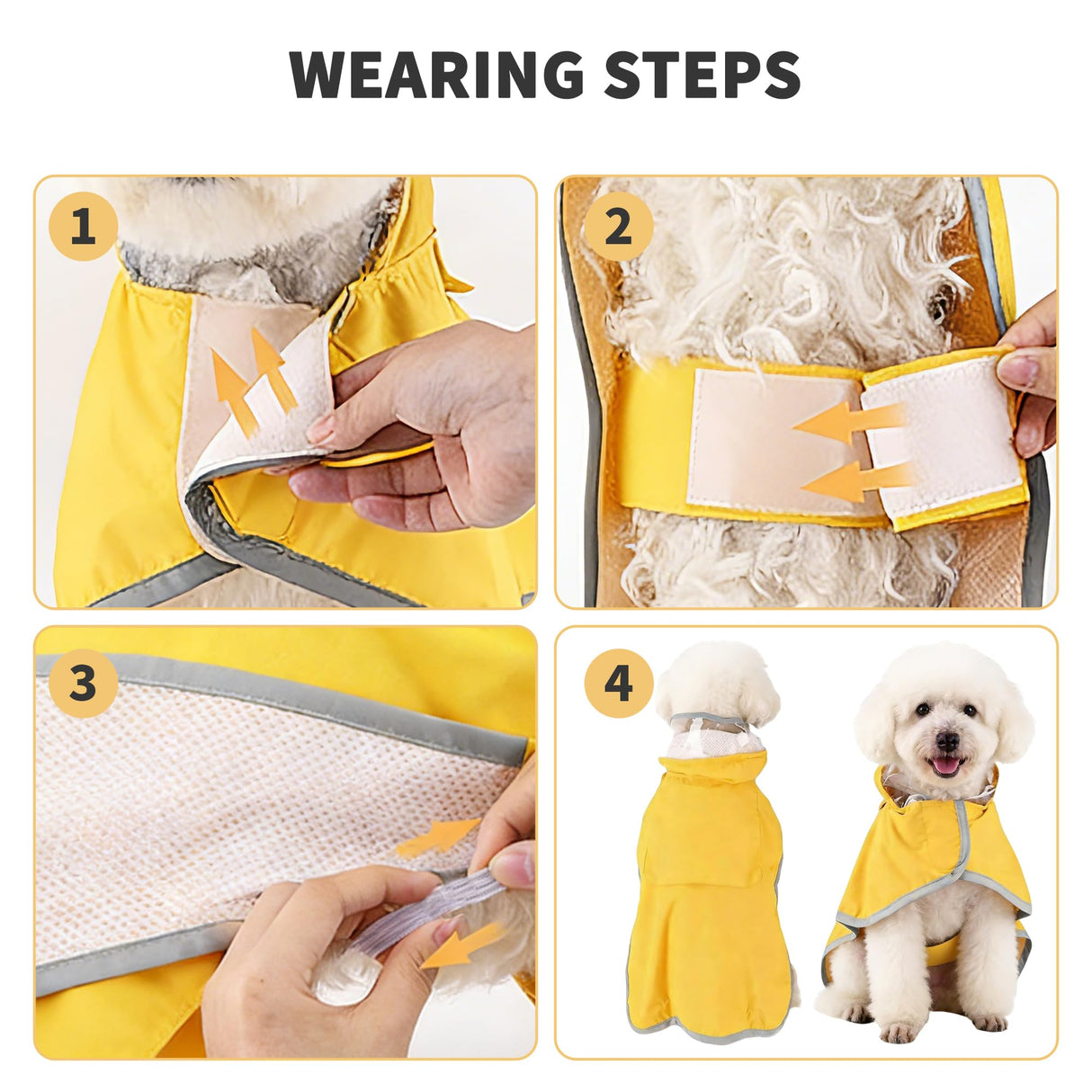 Dog Raincoat, Adjustable Dog Rain Jacket, Waterproof Dog Poncho, Clear Hooded Double Layer, Reflective Strip & Storage Pocket for Small Dogs (S)