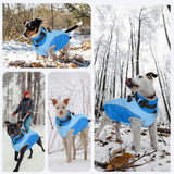 Warm Dog Coat - Reflective, Windproof and Waterproof with D Ring & Adjustable Buckles, Turtleneck, Fleece Lined Large Dog Coats for Winter, Christmas Pet Garment Snowsuit - 3XL Blue