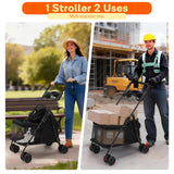 Foldable Pet Stroller for Small/Medium Dogs & Cats up to 22 lbs - Lightweight 4-Wheel Design with Sun Canopy, Storage Basket & Breathable Mesh Windows（Black