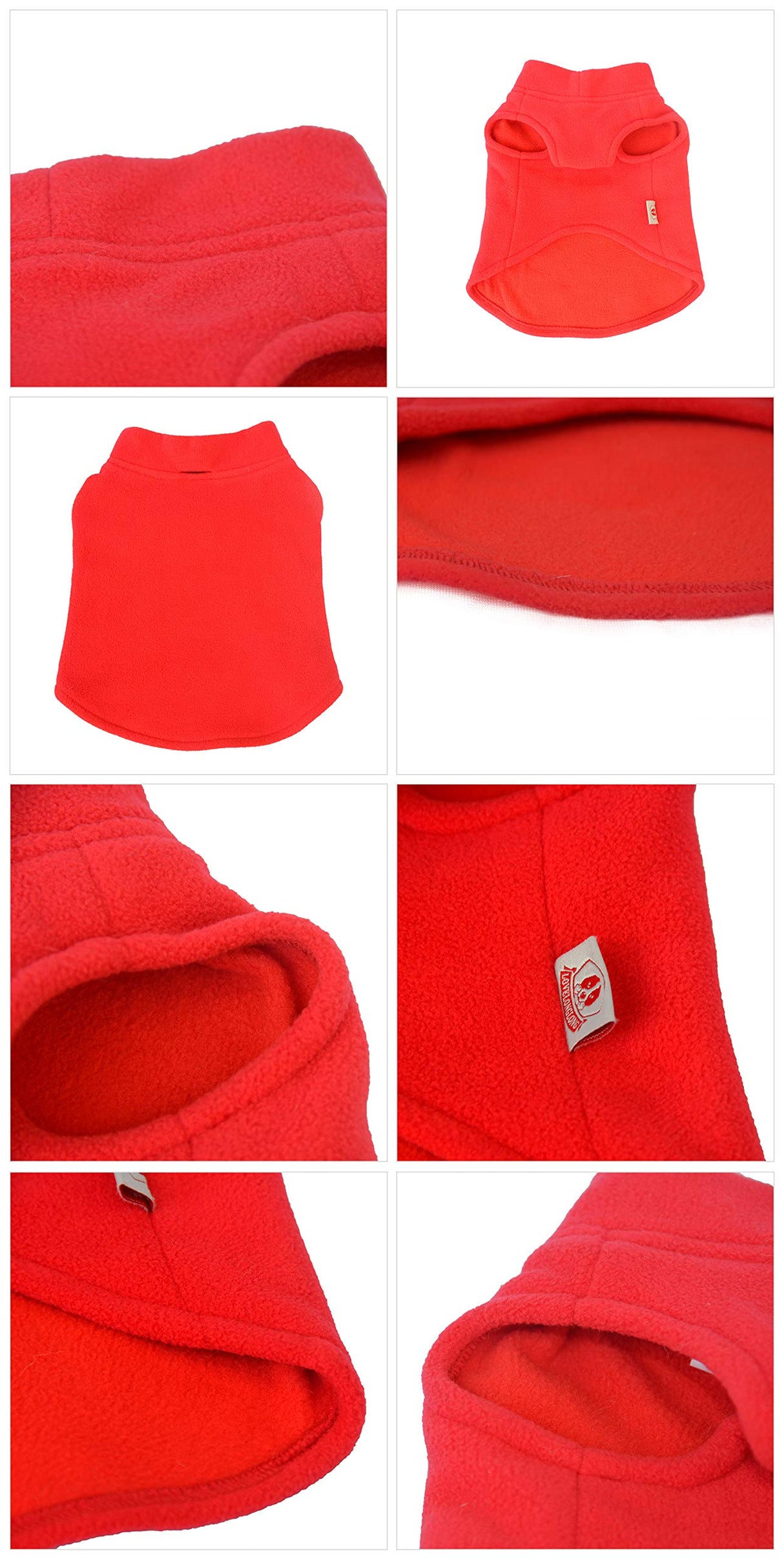 Dog Winter Vest Warm Breathable Dog Polar Fleece Vest Jacket, Lightweight Winter Coat with Leash Neck Hole for Small Medium Large Dogs Red L