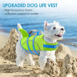 AOFITEE Medium Dog Life Jacket, Shark Life Jackets for Swimming Boating, Reflective Dog Swimming Vest with High Buoyancy, Pet Life Preserver with Rescue Handle for Medium Pets (Green M)