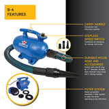 XPOWER B-4 Professional Pet Grooming Force Dryer with Powerful and Quiet Motor, Variable Speed Control, Versatile For All Coats and Breeds