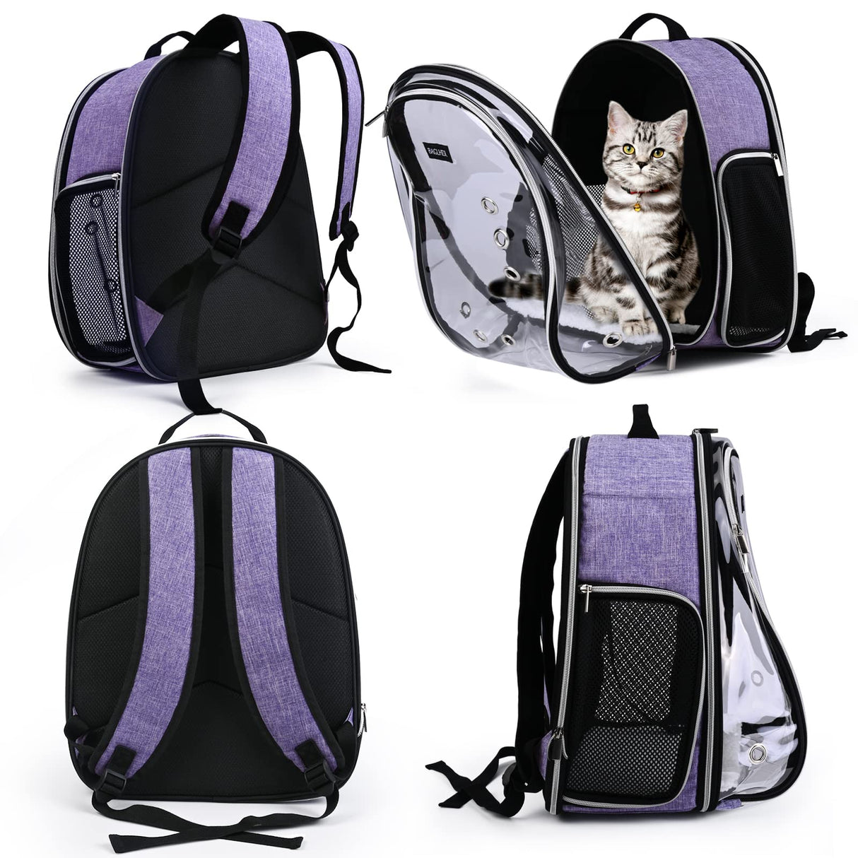 BAGLHER Cat Carrier Backpack Bubble - Fit Up to 18 Lbs - Airline-Approved Dog Backpack Carrier for Small Pets Puppies Dogs Bunny, Space Capsule Dog Carrier Backpack for Travel Outdoor Hiking, Purple