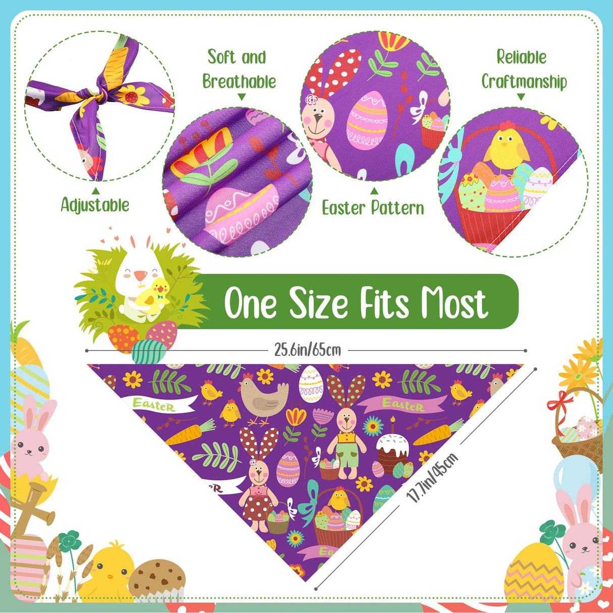 Sanwuta 180 Pcs Easter Dog Bandanas Bulk Spring Dog Scarf Adjustable Puppy Bibs Holiday Pet Accessories Grooming Supplies Washable Pets Outfit Costume for Small to Large Pet