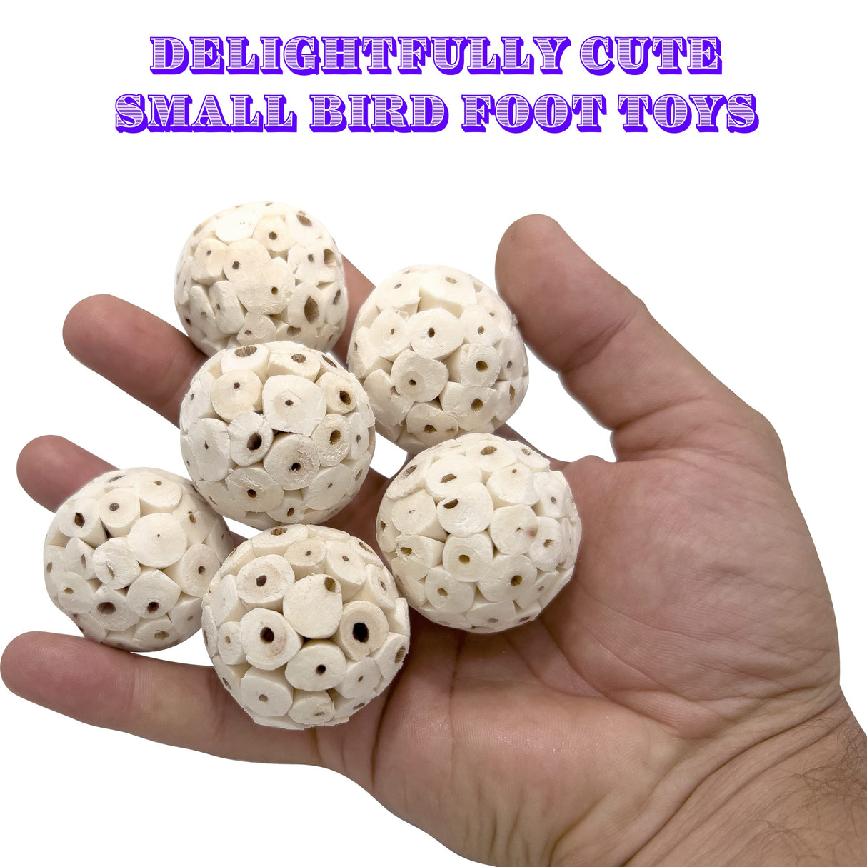 5124 Mini Sola Balls Pk18 - Handcrafted Soft sola Wood Bird Foraging Foot Toys, Small Size chewable Balls, Lightweight, Conditions Beaks and feet, Delightful for Small Size Pet Birds