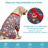 LovinPet Large Dog Pajamas: Large Breed Pitbull/Boxer/Labrador/Doberman, Lightweight Onesie, Space-Travel Grey Print,Post Surgery Shirt,UV Protection, Pet Anxiety Relief, Wound Care for Big Dog /2XL