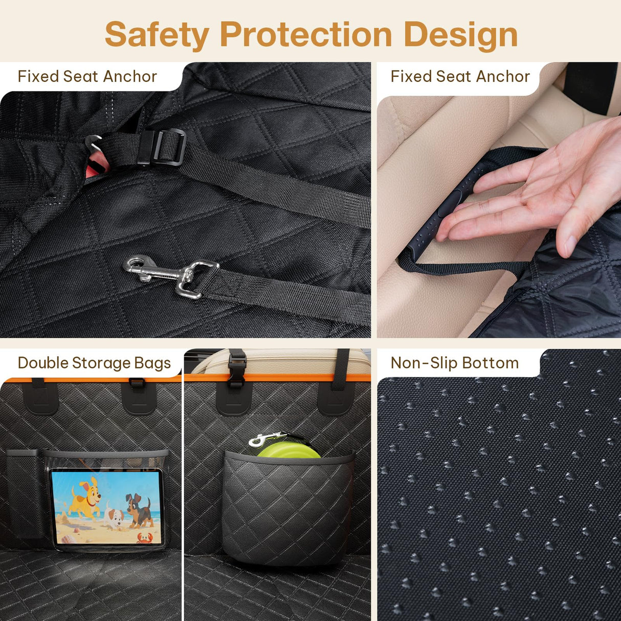 Pecute Dog Car Seat Cover for Back Seat, Back Seat Extender for Dogs 52 * 24.4in, Foldable in The Car, Hard PVC Panels Bottom Support to 330 lbs, for Cars/Mid-Size SUV/Small Truck