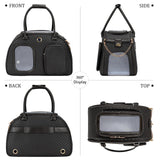 Stylish Luxury Dog Carrier Purse for Small Dogs, Ventilated Pet Soft-Sided Dog Cat Carrier Travel Tote Bag for Puppies Small Animals with Pockets (Black, 16.9inch x 9inch x 11.8inch(LxWxH))