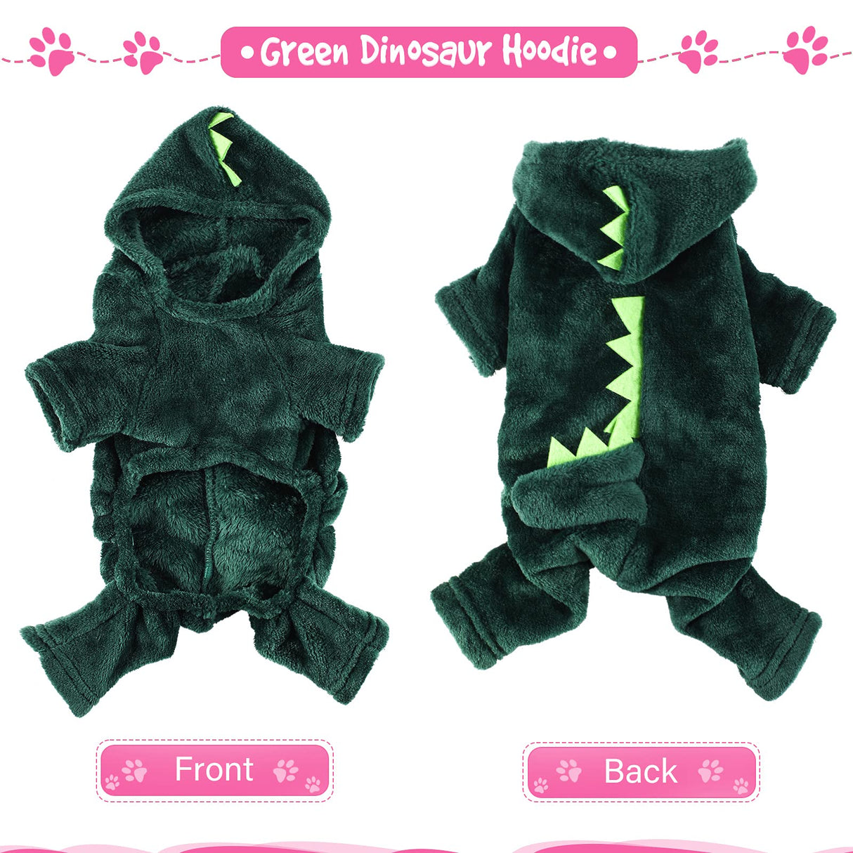 Queekay 2 Pieces Cute Dog Costume Halloween Cat Clothes Pink Pig PET Costume Design Dinosaur Clothing Puppy Outfits PET Hoodie Warm Dress up Clothes for Puppies and Kitten(Medium)