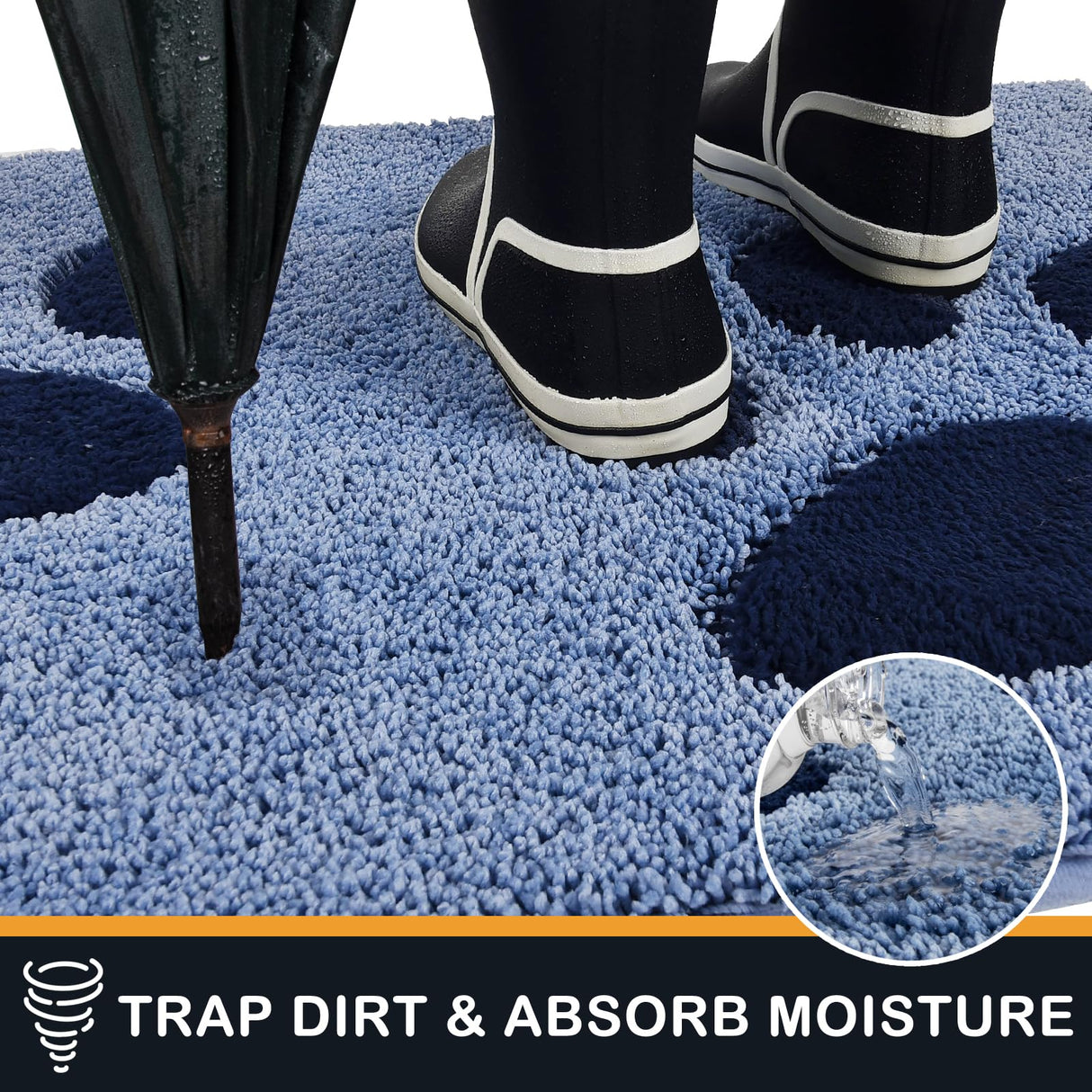 PURRUGS Dirt Trapping Door mat 32" x 47", Non-Skid/Slip Machine Washable Microfiber Entryway Rug, Dog Door Mat, Super Absorbent Welcome Mat for Muddy Wet Shoes and Paws, Light Blue