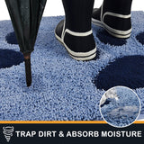 PURRUGS Dirt Trapping Door mat 32" x 47", Non-Skid/Slip Machine Washable Microfiber Entryway Rug, Dog Door Mat, Super Absorbent Welcome Mat for Muddy Wet Shoes and Paws, Light Blue
