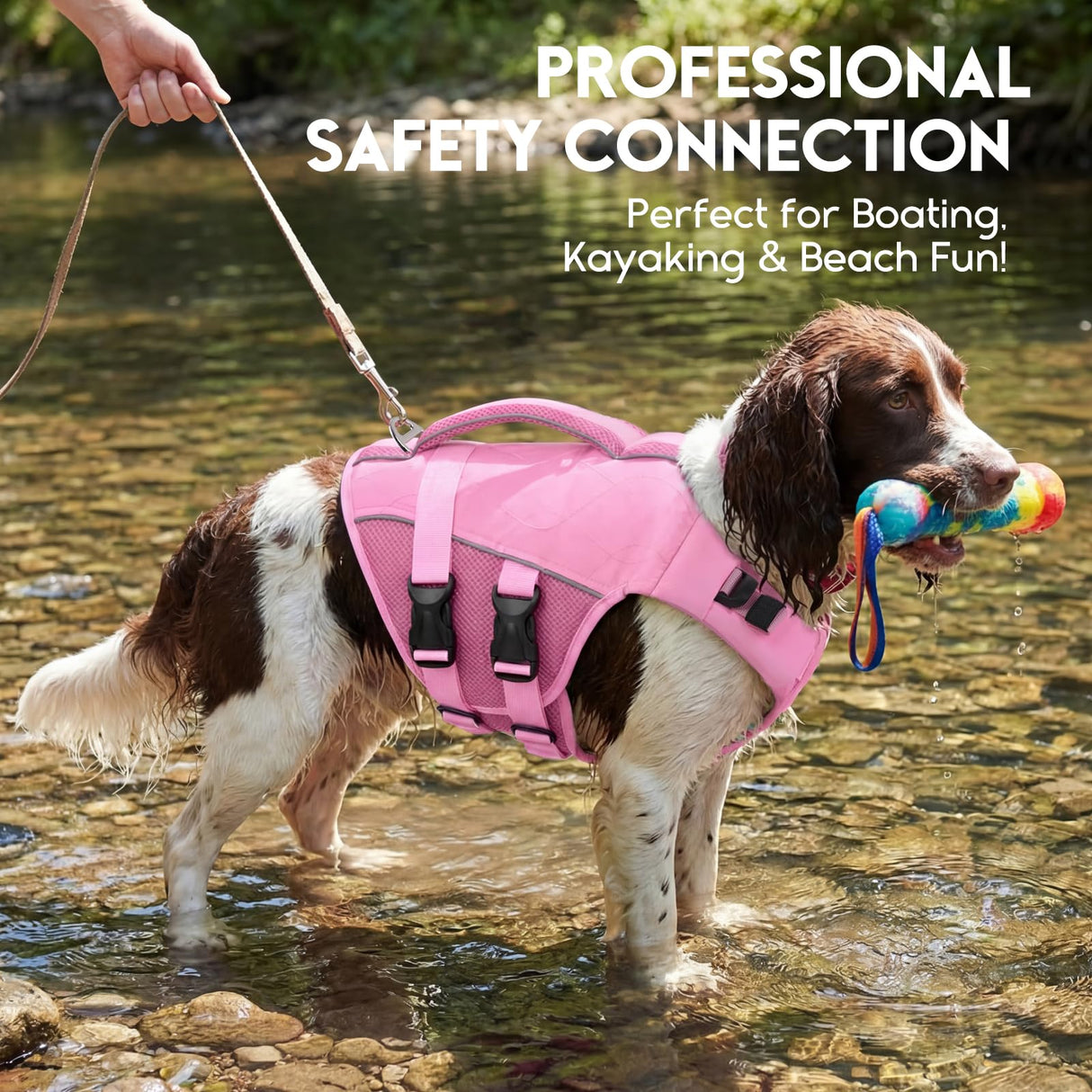 ASENKU Dog Life Jacket- High-Buoyancy Dogs Reflective Swimming Vest with Durable Handles for Small Medium Large Dogs - Pool, Beach, Boating(LightPink, XS)