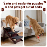 MEWANG Wooden Pet Stairs/Pet Steps - 3-in-1 Foldable Stairs & Ramp for Beds and Cars - Portable Dog/Cat Ladder Up to 220 Pounds - Great for Small and Older Animals(Brown) (24.8" L x 17.2" W x 19.5" H)