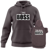 Funny Matching Dog & Owner Outfit - The Boss & The Real Boss Pet & Owner Matching Hoodie - Charcoal/2XL Human | 2XL Dog