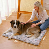 Reversible Dog Bed Mat - 35" x 27"Soft Dual-Sided Plush Pet Pad for Medium Small Dogs and Cat, Fully Washable Fleece Sleeping Mat, Warm Cushion for Crates, Kennels & Floors