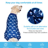 LovinPet Large Dog Outfit, Dog Onesie for Surgery, Large Breed Dog Pajamas, Lightweight Navy Whale Print, Pet Pajamas for Dogs, UV Protection Shirt for Dogs, Pitbull Clothes,Blue,3XL