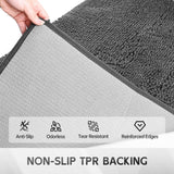Cybstrax Ultra Absorbent Dog Door Mat for Muddy Paws, 72" x 36" Chenille Mud Mat for Dogs, Quick Dry, Trap Dirt Non-Slip Machine Washable Entry Rug for Indoor Outdoor Entrance, Dark Grey