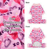 Vehomy 2-Pack Dog Valentines Pajamas Valentine's Day Dog Costume Outfit with Love Heart Patterns Pet Valentines Onesie Jumpsuits Sweet Heart Clothes Jammies for Medium Large Dogs XL