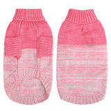 Queenmore Knitted Pullover Dog Sweater, Turtleneck Pet Cat Sweater, Cold Weather Puppy Clothes Stitching Knitwear with Leash Hole for Small Medium Dogs（Pink,XS）