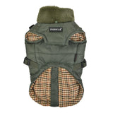 Puppia Donavan Winter Dog Coat with Integrated Harness No Pull Cold Weather Waterproof Warm Fleece Back Zipper for Small & Medium Dog, Khaki, X-Large