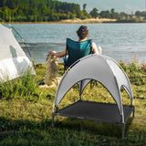 Elevated Outdoor Dog Bed with Canopy, Raised Dog Cot with Shade, Waterproof Dog Tent for Medium Large Dogs Portable Cooling Pet Bed with Breathable Mesh for Camping Beach, XL