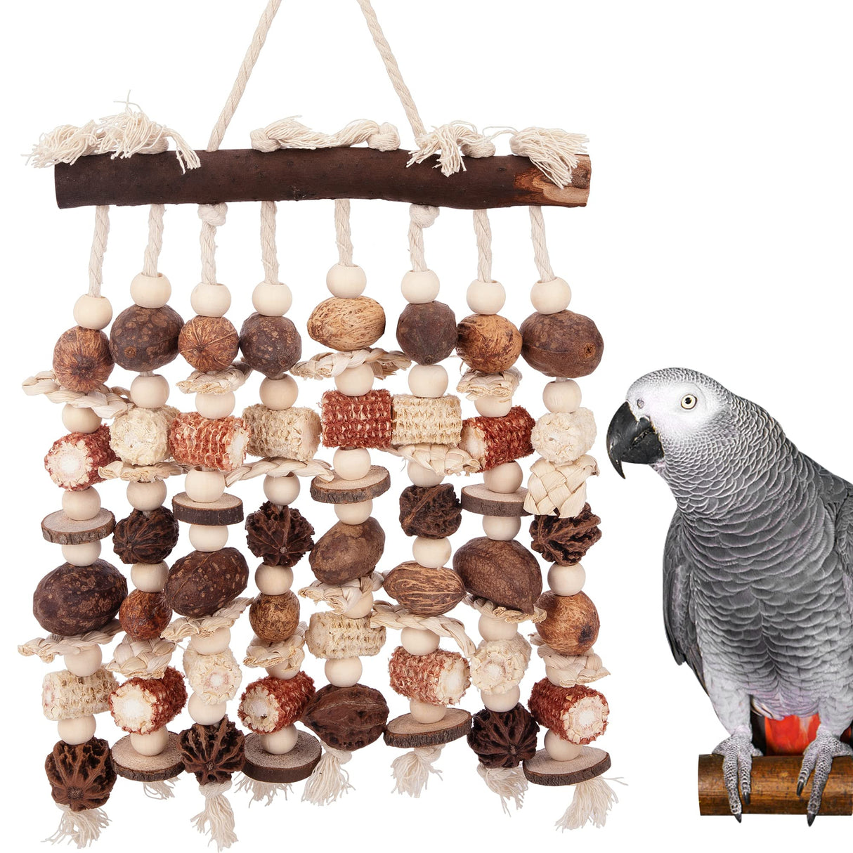 Deloky Extra Large Parrot Toy-Natural Wooden Chewing Tearing Toy for African Grey, Amazon Parrots, Macaws, Medium Breeds