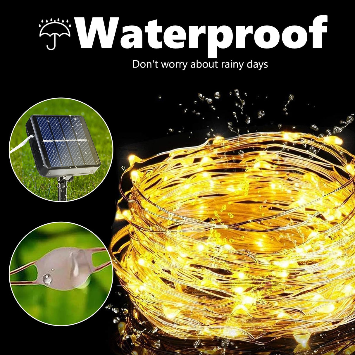 Joomer Solar Fairy Lights, 2-Pack Total 80FT 240LED Solar String Lights Outdoor Waterproof 8 Lighting Modes for Patio Fence Party Garden Yard Home Holiday Tree Outdoor Decoration (Warm White)