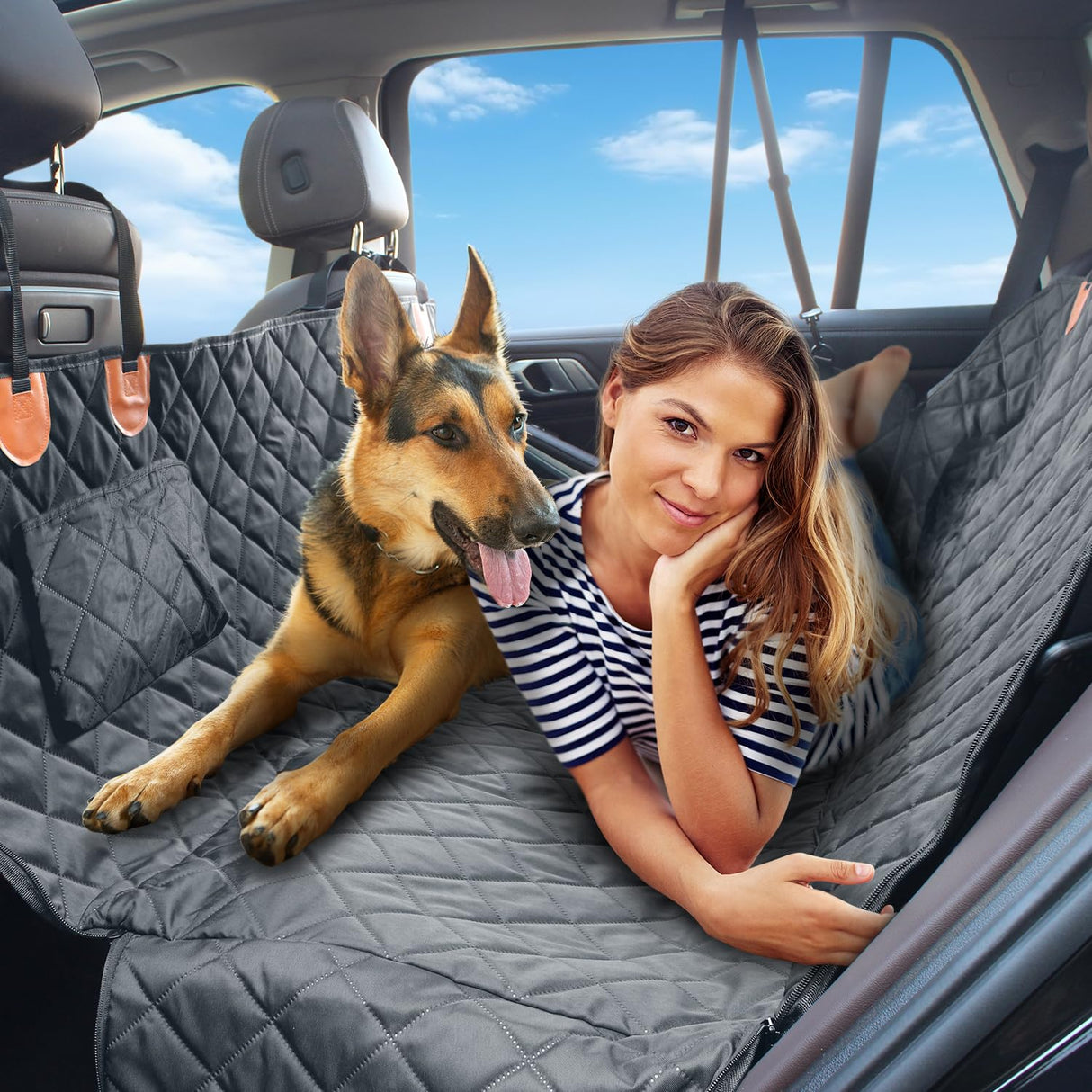PETURE Car Hammock for Dogs Back Seat – 100% Waterproof Heavy Duty 600D Oxford Dog Backseat Cover, Scratch-Proof & Nonslip Dog Hammock for Car, Multi-use Back Seat Dog Hammock, and for Trucks & SUVs