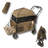 LONGDOG IMPRESSIONS Foldable Pet Wagon Dog Stroller with Removable Fully Zipped Tent, Pet Travel Wagon with Extendable Ramp Built-in Storage Attached Water and Food Station