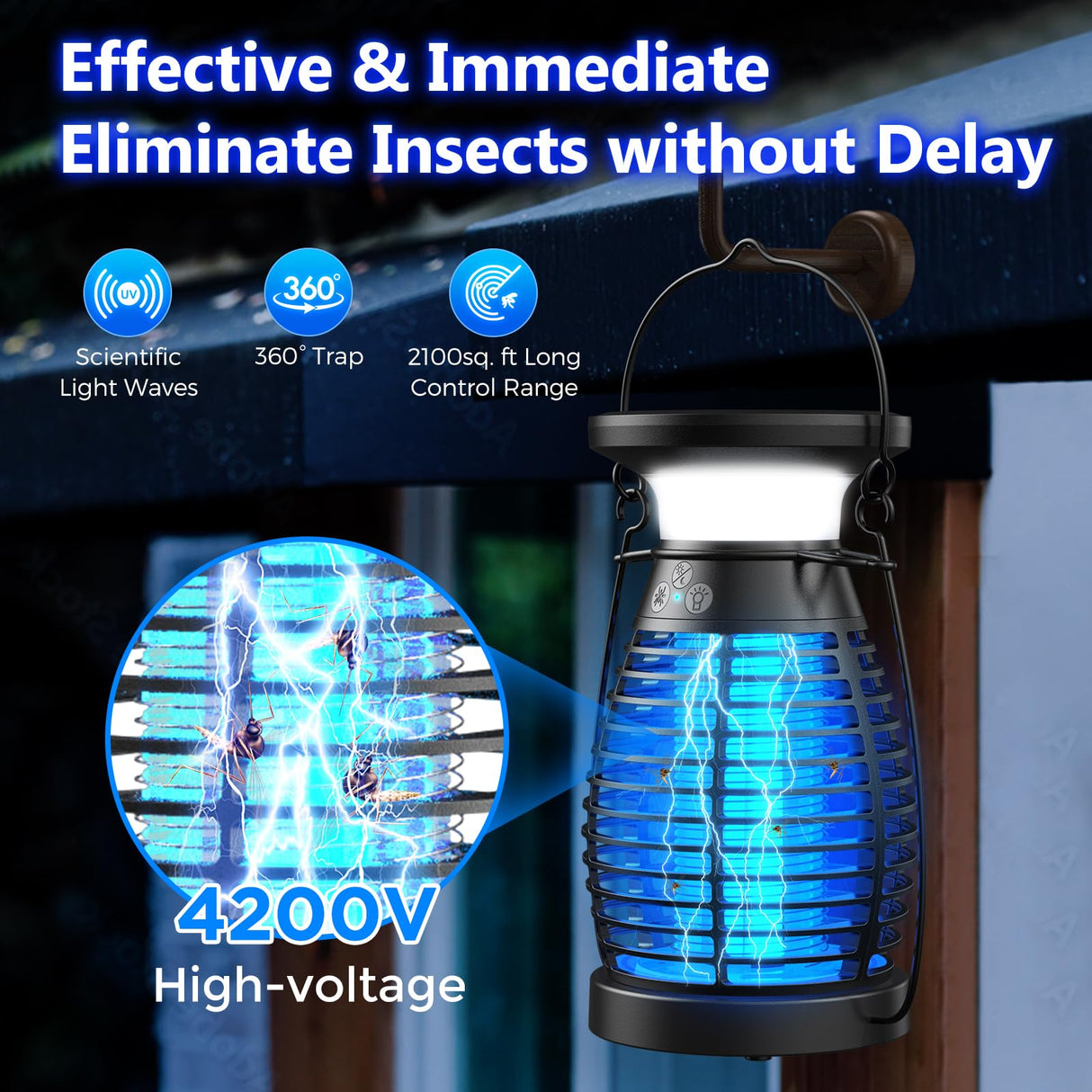 Solar Bug Zapper, Mosquito Zapper Outdoor, Cordless Bug Zapper, Bug Zapper Outdoor Solar Powered