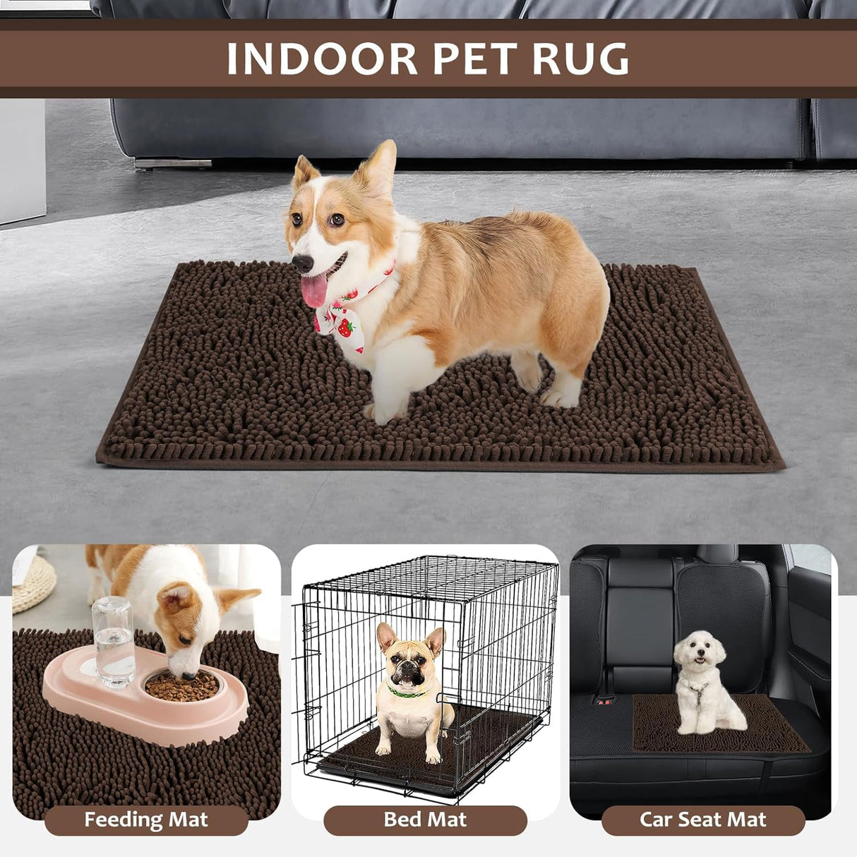 LWYYQB Washable Soft Microfiber Mud Mats for Dogs Large, Dirt Trapper Mud Mats for Dogs, Absorbent Door Mat Indoor for Muddy Paws, Non Slip Dog Rugs for Muddy Paws, Dog Rugs for Home Entrance