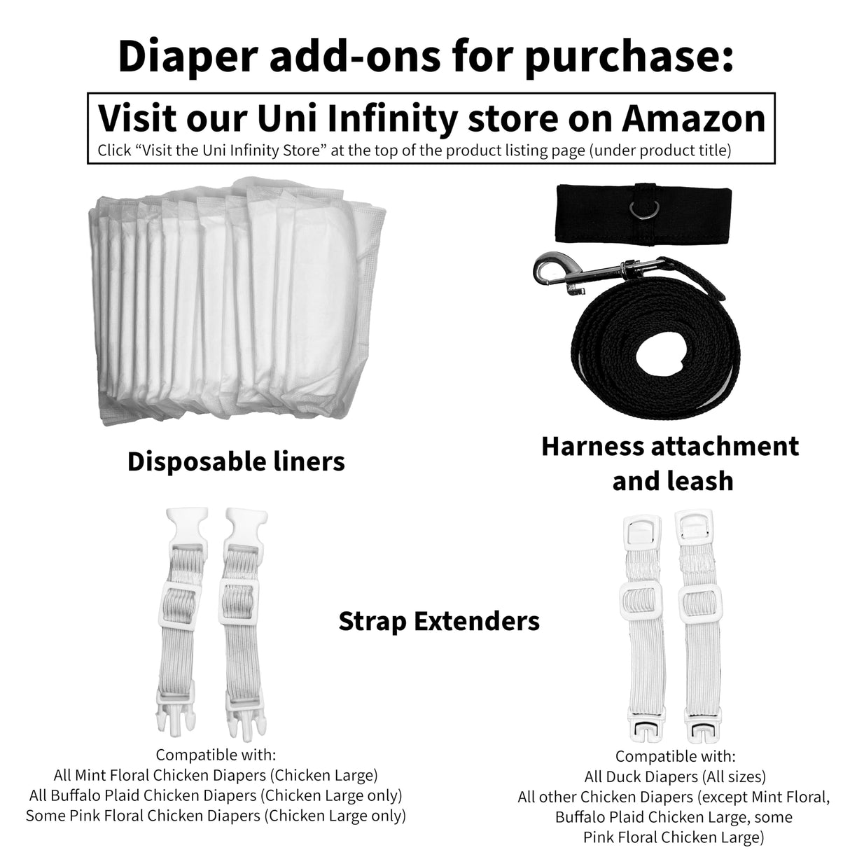 Chicken Diapers Duck Diaper Bird Diapers Diaperalls for Hens, Roosters, Ducks, Ducklings, Birds, Pigeons - Reusable, Adjustable by Uni Infinity (Pink Floral, Chicken Large, 1, Count)