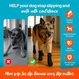 Steady Paws Anti-Slip Socks for Dogs - Breathable & Washable Non Slip Grippy Socks, Rubberized Paw & Adjustable Strap, Secure Fit to Prevent Slipping, Paw Protection for Senior Dogs, 4 Pack (Size XL)