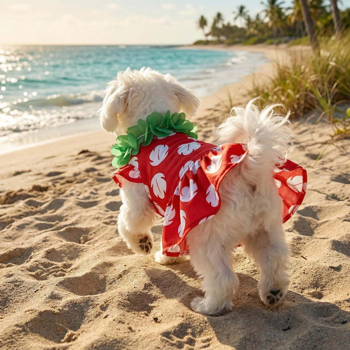 Littledropet Dog Hawaiian Costume Dress with Luau Leis and Flower Hair Bow,Cat Halloween Princess Costume Party Cosplay Outfit for Small Medium Dogs Girl,Summer Cat Beach Dresses Swimsuit Clothes,L