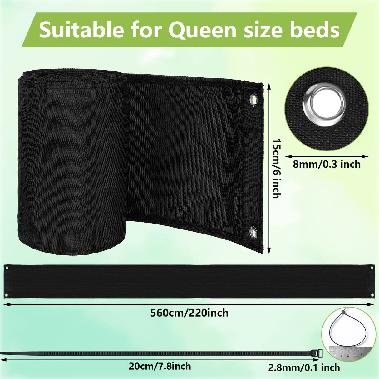 Boao Under Bed Blocker for Pets 220 x 6 Inch with Black Zip Ties Under Couch Blocker Bed Barrier for Dogs Cats Pets Puppy Furniture Bottom, Black